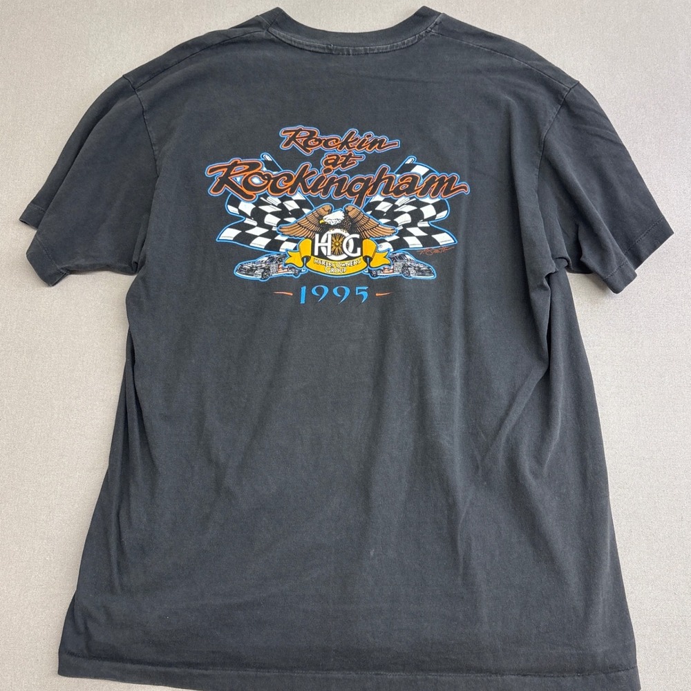 Vintage 1995 Harley Davidson Rockin at Rockingham T-Shirt XL Hanes Beefy-T USA
